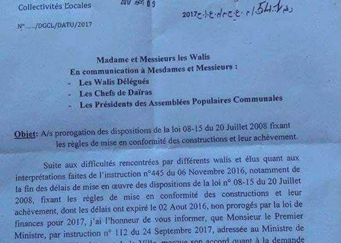 Mise en conformité des constructions : le délai prolongé jusqu'à août 2019 