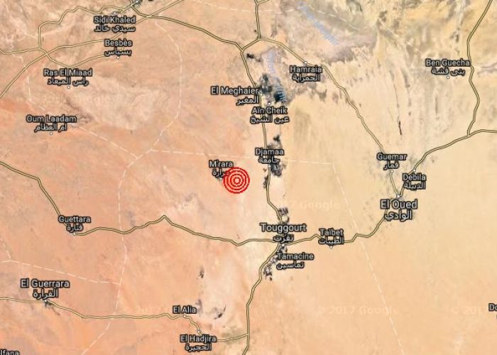 Secousse tellurique de magnitude 3.9 à Djamaa (El-Oued)