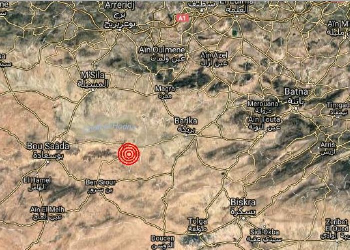 Une secousse tellurique de magnitude 3.9 au Sud de M'sila