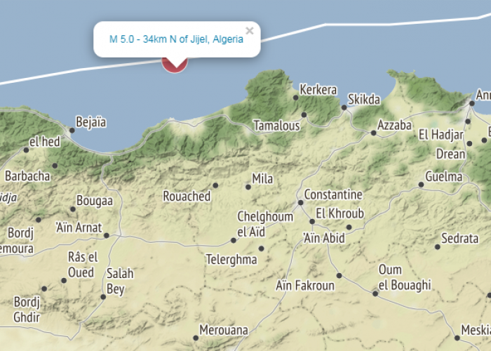 Un séisme de magnitude 4.9 au large de Jijel 