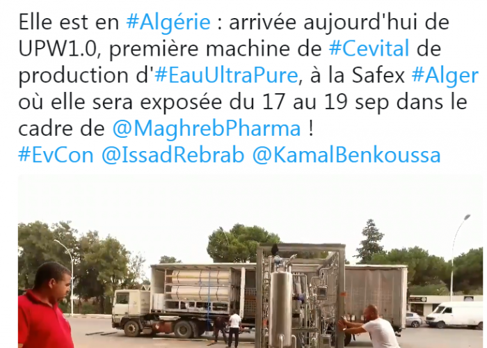 Cevital exposera à Alger sa première machine de production d'Eau Ultra Pure (Vidéo)