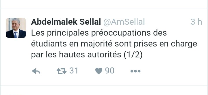 Etudiants en pharmacie et "chirdent" : Sellal promet de prendre en compte leurs revendications 