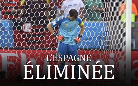 Mondial-2014 : L'Espagne, championne du monde en titre, éliminée dès le premier tour