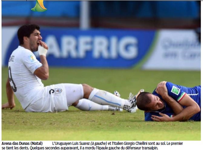 Pour avoir mordu un joueur : Suarez suspendu 9 matches et 4 mois de toutes activités liées au football 