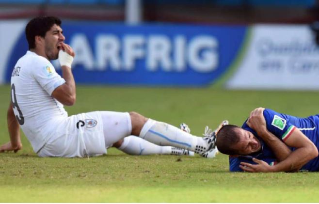 Mondial : Procédures disciplinaires ouvertes contre Suarez qui a mordu le défenseur italien Giorgio Chiellini