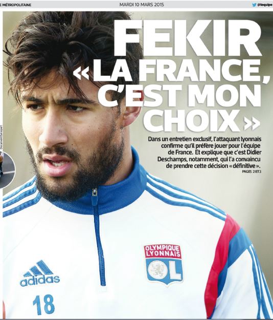 Nabil Fekir dit pourquoi il a choisi la France et non l'Algérie