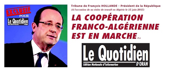 François Hollande : "La France et l'Algérie contribuent à la sécurité et à la stabilité"