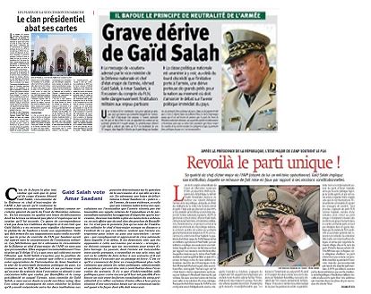 Des journaux critiquent un soutien de Gaïd Salah à Amar Saâdani