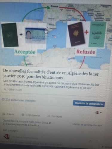 Nouvelle formalité d'entrée en Algérie pour les binationaux: les internautes se déchaînent