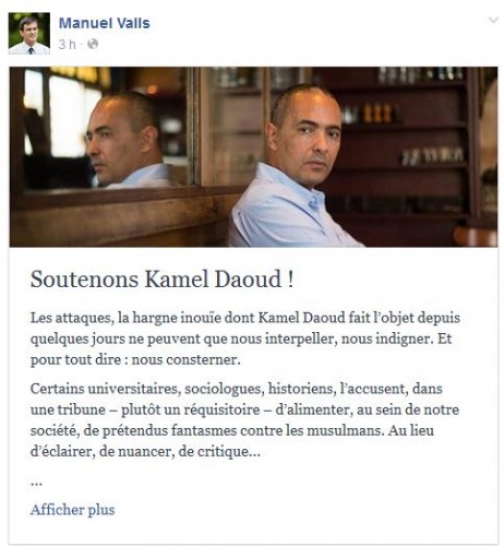 Le premier ministre français soutient Kamel Daoud