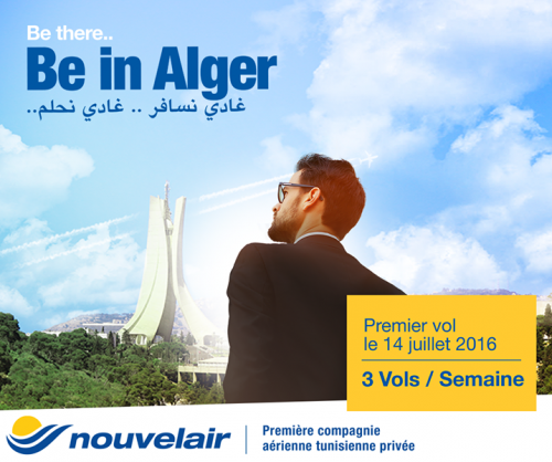 Nouvelair ouvre Tunis-Alger, 3 vols par semaine à partir du 14 Juillet 2016