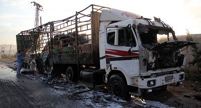 Raid ou incendie ? Les causes de la destruction du convoi humanitaire inconnues