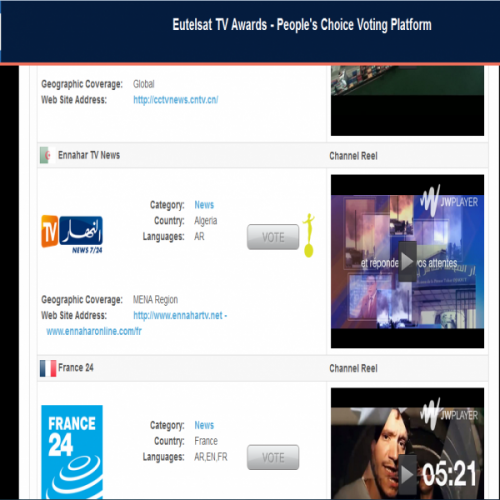 Prix de la meilleure chaîne d'information (Eutelsat) : Votez pour Ennahar TV !